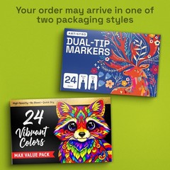 ARTISTRO 24 Acrylic Paint Markers – Paint Pens for Drawing, Brush + Fine Tips –