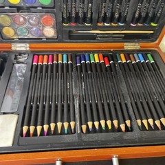 Classic Art Studio Artists Kit with Case And Colored Pencils Crayons Watercolors