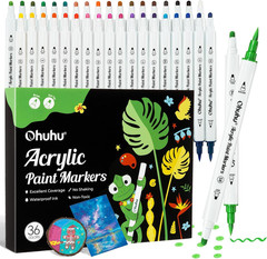 Acrylic Paint Markers Dual Tips: 72 Colors Brush & Fine Paint Pens High Opacity