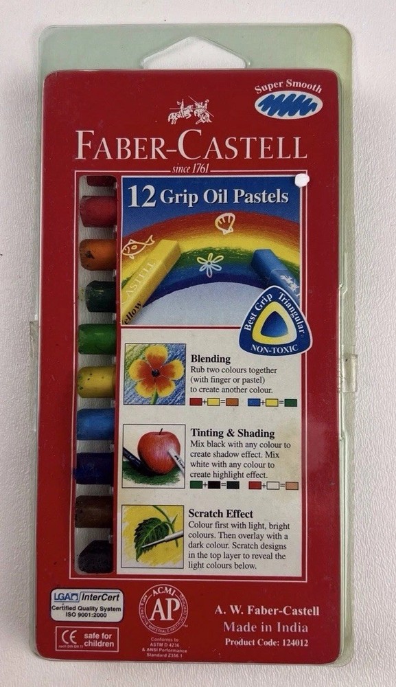 Oil Grip Pastels Multi Colored Draw Art Supplies Set Of 12 Faber Castell