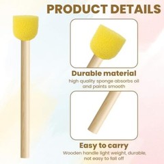 10pcs 0.6” Sponge Brushes for Painting, Round Foam Paintbrushes with Wooden