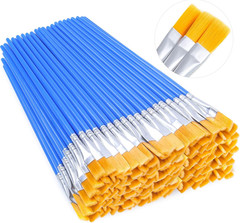 100Pcs Small Paint Brushes Bulk, Anezus Flat Top Acrylic Classroom Brush