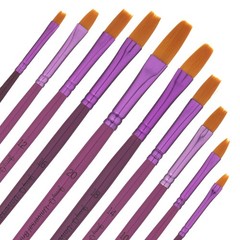20 pcs Golden Taklon Universal Brush Set for Watercolor, Acrylic, Oil, Temper…