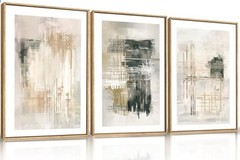 Modern Abstract Framed Canvas Wall Art Set, 24*36inch Abstract Pastel Grunge