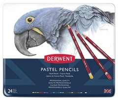 Derwent Pastel Pencils, 4mm Core, Metal Tin, 24 Count (32992)