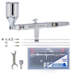 Master SB88 Pro Set Dual-Action Side Feed Airbrush Kit, 3 Nozzles, Gravity Cup
