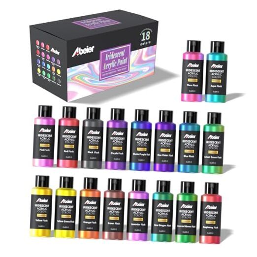 ABEIER Iridescent Acrylic Paint, Set of 18 Chameleon Colors, 2 oz/60ml