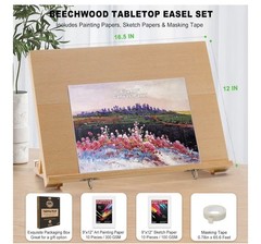 Tabletop Easel Drawing Sketch Board Adjustable Portable Drafting Beech 16.5”