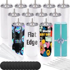 Joyclub 12 Pack Sublimation Tumblers 20 oz Bulk Blank Tumblers Skinny Straigh…