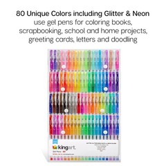 KINGART GLITTER Rollerball GEL PENS, 80 80 Count (Pack of 1), Assorted