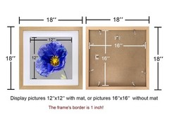 VNVNK 16×16 Frame Natural Wood Color, Perfect for 16×16 Inch Picture without …