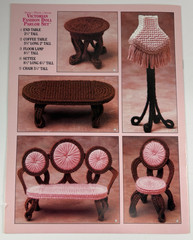 Vtg Annie’s Attic Fashion Doll Barbie Sz Plastic Canvas Parlor Set Patterns 225K
