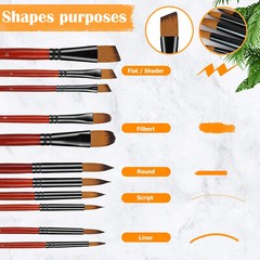 18Pcs Artist Paint Brushes Set Art Acrylic Oil Watercolour Painting Craft Model