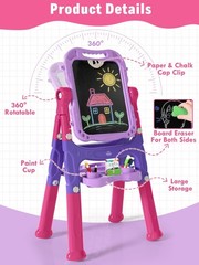 Lehoo Castle Easel for Kids, 4 in 1 Double Sided Kids Art Easel with Magnetic…