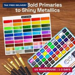 ARTISTRO 50 Color Watercolor Paint Set – Portable Paint Art Kit with Palette and