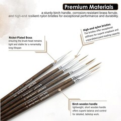Rigger Liner Brushes 6 Pcs Extra Long Fine Tip Paint Brush Set Script Pinstri…