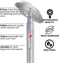 Acrylic Paint Pens Set 4Pcs Gold Silver 0.7mm Fine Tip Permanent Art Markers
