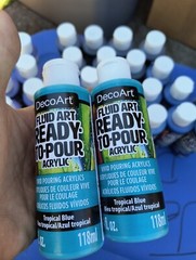 (2) Decoart Fluid Art Ready To Pour Acrylic Tropical Blue 4 Oz 2 Bottles