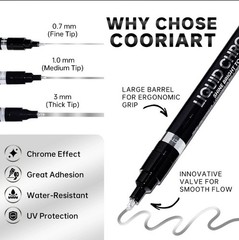 3PK Liquid Chrome Markers Permanent Mirror Pens for Plastic Metal Model Painting