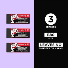 Sakura SumoGrip Block Eraser – Microporous Erasers for School, Drawing, Black