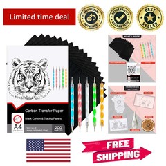 Versatile A4 Size Black Carbon Paper – 200 Sheets for Sewing & Drawing Patterns