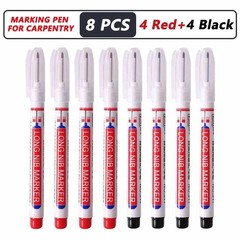 8pcs Deep Hole Markers Set 20mm Long Nib Waterproof Metal Woodworking Pens – NEW