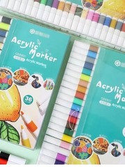 12–60 Color Acrylic Marker Set – Soft Tip Pens for Kids, Fabric, Stone & More