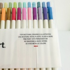 Kingart Metallic Pens 30 Count Fine Point Permanent Ink Unique Color Markers