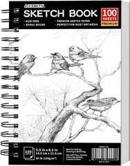 FIXSMITH 5.5″X8.5″ Sketch Book | 100 Sheets (68 5.5″x8.5″-1 Pack, Black