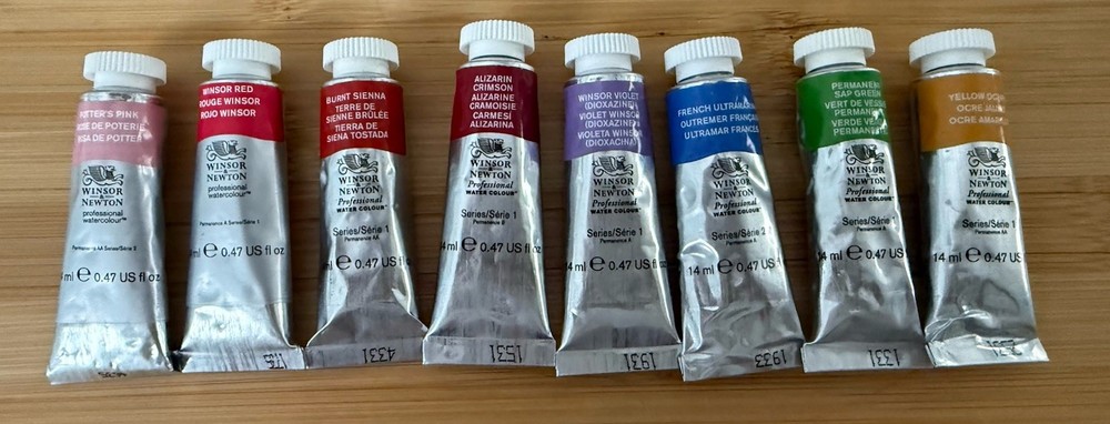 8 Lot Winsor & Newton Professional Artist Watercolor paint 14ml tubes New