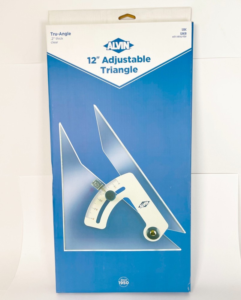 ALVIN 120C Tru-Angle, Adjustable Triangle w/Inking Edge Aluminum NEW – 12 Inches