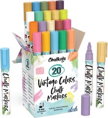 (20 Vintage Colors) Chalkola Liquid Chalk Marker Erasable 6mm Reversible Tip