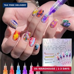 12 Colors Nail Art Pens Set, 3D Nail Polish Pens, Nail Art Markers for Gel Nails