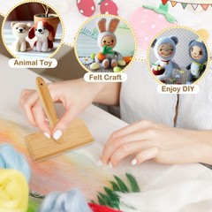 4 Pcs Wool Blending Board Carding Brush Set with 1 Wool Hand Carders Wood Bru…