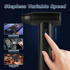 250000RPM Cordless Air Duster Brushless Motor Stepless Variable Speed 10000mAh R