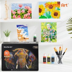Shuttle Art 80 Colors Acrylic Paint, 2 Fl Oz (Pack of 80), 80