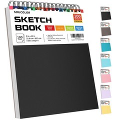 9″ x 12″ Sketch Book, 100 Sheets Top Spiral Bound Sketchbook with Acid-Free 6…