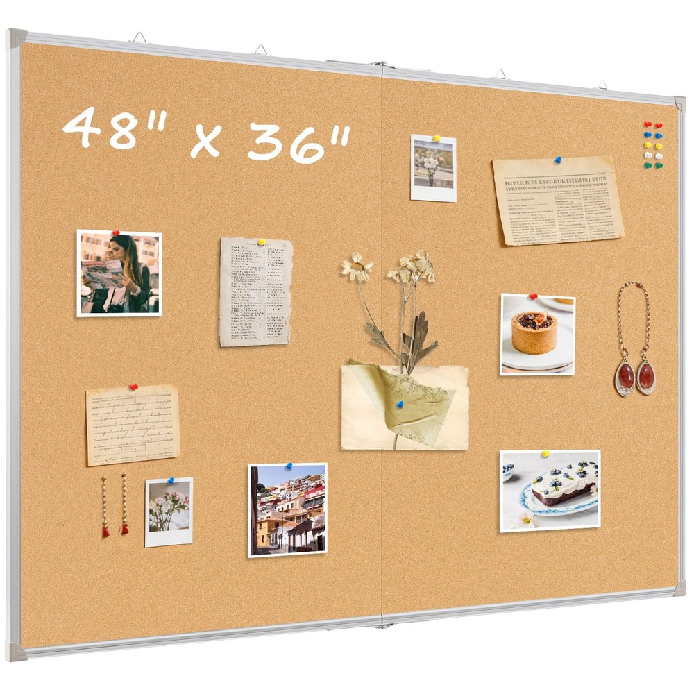 48×36 Inch Double-Sided Foldable Aluminum Cork Bulletin Vision Board 20 PCS