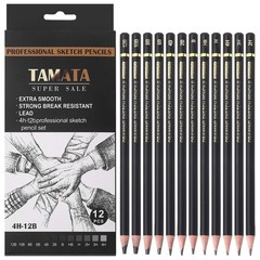 RVOGJP TAMATA Professional Drawing Sketching 1 Count (Pack of 12), Black