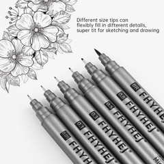 Micro Fineliner Drawing Art Pens: 6 Black Fine Line Ink Set Artist