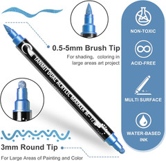 28 Metallic Colors Acrylic Paint Markers, Dual Tip 1 Count (Pack of 28)