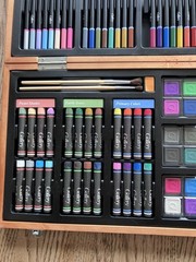 Used Gallery Studio Deluxe Art Set with Wooden Case Colored pencil pastels paint