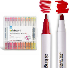 Twin-Tip Chisel & Fine Marker Set – 36 Colors – Water-Based Opaque Ink – Dual-Ti