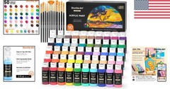 Waterproof Acrylic Paint Set – 50 Colors in 60ml Bottles for All Ages