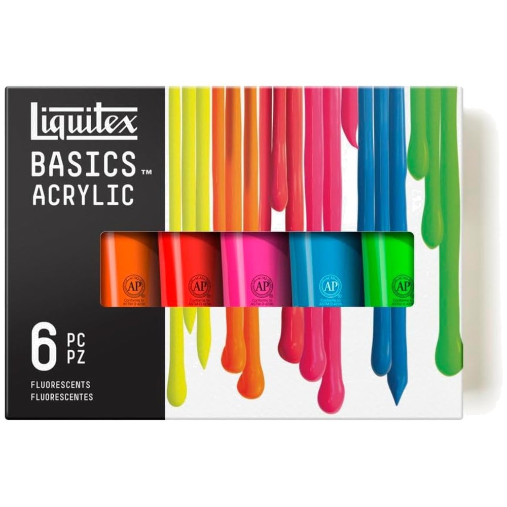 BASICS Acrylic Paint Set, 4-oz Tubes, Fluorescent Shades