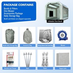 OZIS 10.8×8.2×7.2Ft Inflatable Paint Booth with Blower 10.8×8.2×7.2Ft, White