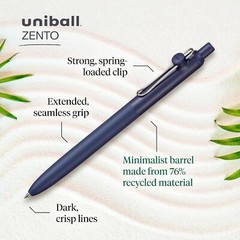 Uni-ball Zento Gel Ink Rollerball Pens, 4 Black 1 Count (pack of 4),