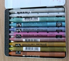 Caran d’Ache Neocolor I Set of 10 Metallic Water Resistant Wax Pastel