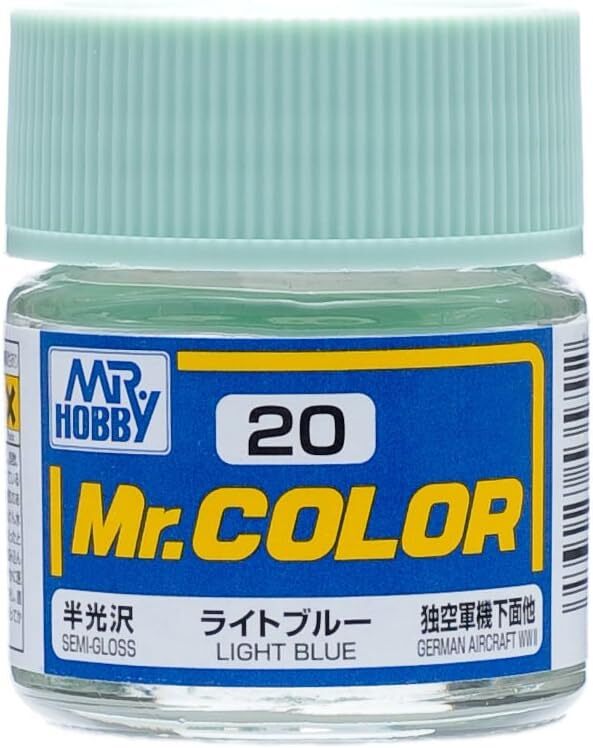 Mr. Hobby C20 Mr. Color Semi Gloss Light Blue Lacquer Paint 10ml – US