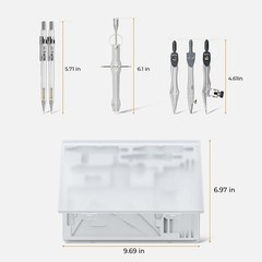 Nicpro 22 PCS Compass Geometry Tools with Case, Drafting Grey